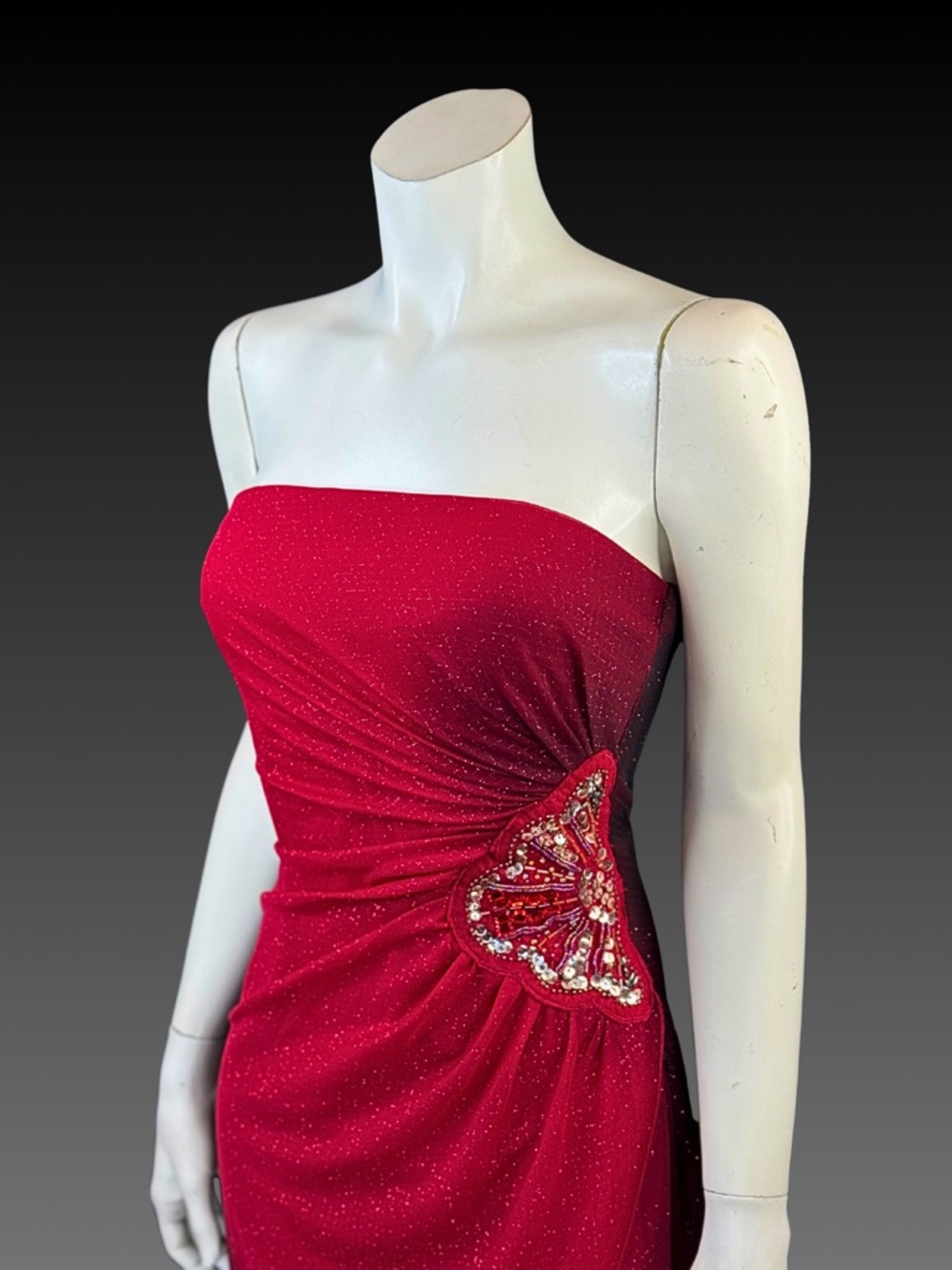 Y2K Scarlet High-Low OMBRÉ Strapless Dress | 90s 2000s | XS